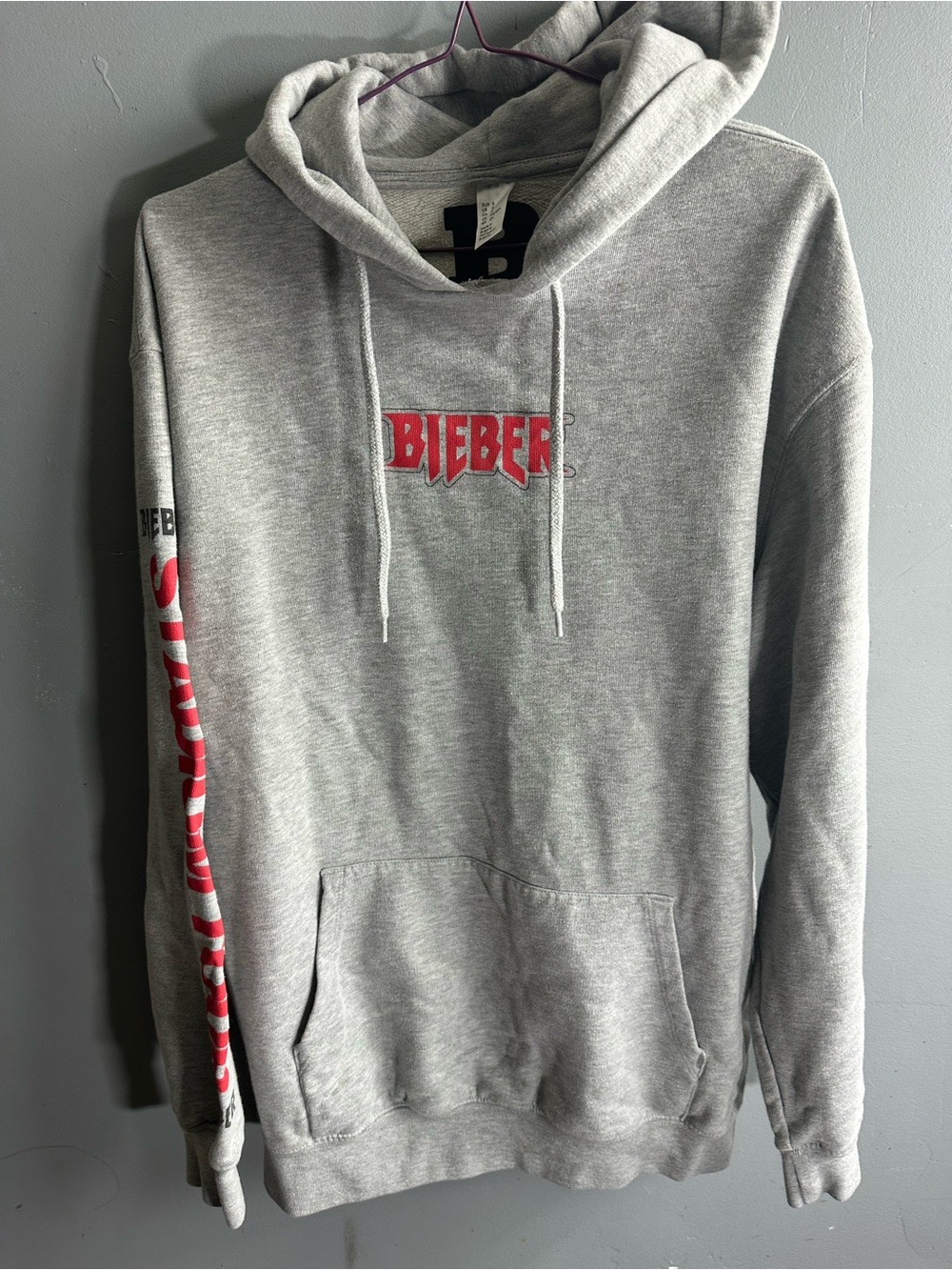 Gray Justin Bieber Tour hoodie Size Small